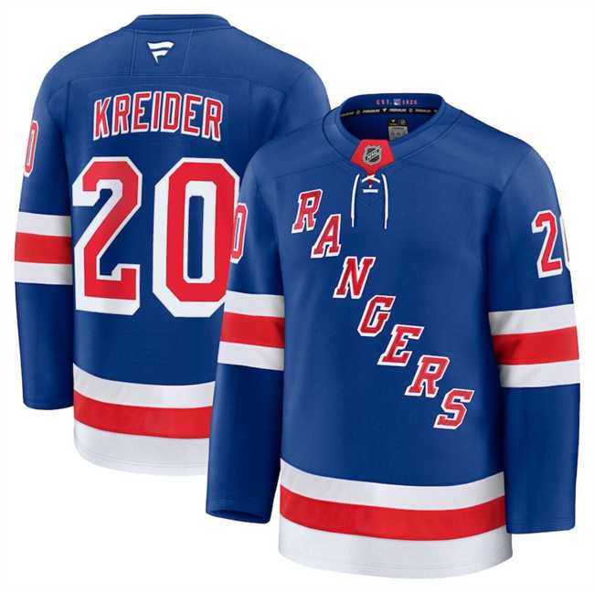 Mens New York Rangers #20 Chris Kreider Royal 2024-25 Home Stitched Jersey Dzhi